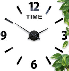 ModernClock Modern 3D öntapadós falióra Metrix fekete fényes, nagy Diy óra (METRIX-KLAUS)