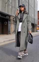 Prettylittlething Zöld Klasszikus Sima Kétsoros Kötés Kabát Prettylittlething S