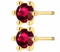 ZŁOCISTO Arany Fülbevaló Természetes Kő Rubin Stift Csavart Arany 585 Ajándék (DLA DZIEWCZYNY NARZECZONEJ)
