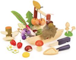 Tender Leaf Coș din lemn pentru culegerea fructelor de pădure Wild Wood Forgaing Trug Tender Leaf Toys cu ciupercuțe, mere și căpșuni de la 3 ani (TL8294)
