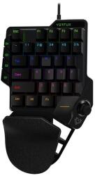 VERTUX Billentyűzet - COMBAT (Egykezes, Joystick, Full Anti-Ghosting, Makró, USB-C, RGB LED, csuklótámasz, fekete) (COMBAT) - bestbyte