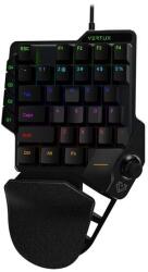 Vertux Billentyűzet - COMBAT (Egykezes, Joystick, Full Anti-Ghosting, Makró, USB-C, RGB LED, csuklótámasz, fekete) (COMBAT) - pepita