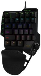 VERTUX Billentyűzet - COMBAT (Egykezes, Joystick, Full Anti-Ghosting, Makró, USB-C, RGB LED, csuklótámasz, fekete) (COMBAT) - pcx