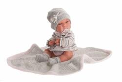 Antonio Juan MAJ Baba Szürke Csíkos Ruhában Takaróval - 33cm