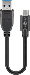 Goobay 45247 USB kábel USB 3.2 Gen 1 (3.1 Gen 1) 0, 15 M USB A USB C 5 Gbit/s Fekete (45247)