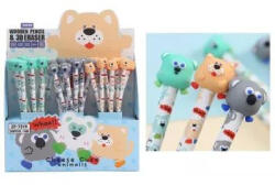  Gömbállatkás grafit ceruza radírral - többféle