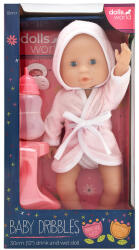 Dolls World Baba, 30 cm fürdethetõ, fürdõköpenyben, bilivel, cumisüveggel (10633)