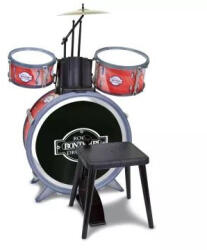 Bontempi Bontempi: 4 részes rock dob szett kisszékkel - piros/fekete