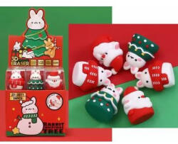  Karácsonyi nyuszi mintás radír - többféle