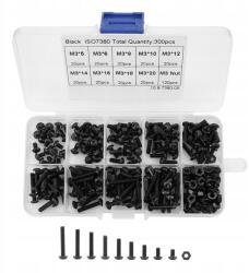 Butzi M3 Csavar, Anya És Alátét Készlet, 300 Db-os, Fekete