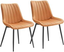SONGMICS Étkezőszékek 2 db-os konyhai székkészlet Bársony kárpitozott szék, karamell barna (LDC090K01) - tutihome