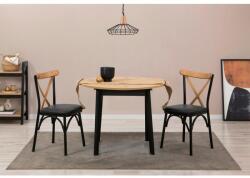 ASIR GROUP Étkezőgarnitúra(Kihúzható asztal, szék) (3 db) Oliver - Tölgy, Fekete (869VEL8728)