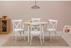 ASIR GROUP Étkezőgarnitúra(Kihúzható asztal, szék) (5 db) Oliver - Fehér, Tölgy (869VEL8707)