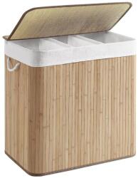 SONGMICS Bambusz szennyeskosár fedéllel és fogantyúkkal, 150 literes (LCB091N01) - tutihome