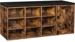 VASAGLE Cipőpad, cipőtartó 9 nyitott rekesszel, párnázott, rusztikus barna (LHS058X01V1)