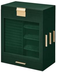 SONGMICS Ékszerdoboz üvegablakkal, ékszertartó 3 oldalsó fiókkal, erdőzöld és arany (JBC162C01)