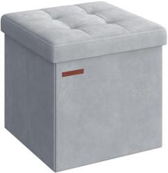 SONGMICS Összecsukható bársony puff tárolóval, szürke, 38x38x38x38 cm (LSF227G02)