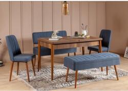 ASIR GROUP Étkezőgarnitúra(Kihúzható asztal, szék) (5 db) Vina 1048 - 4 - Dió, Sötétkék (869VEL5338)