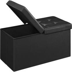 SONGMICS Összecsukható műbőr pad tárolóval, felnyíló fedéllel, fekete, 76x38x38 cm (LSF45BK)