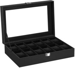 SONGMICS Óratároló doboz 12 órához, 32, 5 x 8, 5 x 19 cm, fekete (JWB12B)
