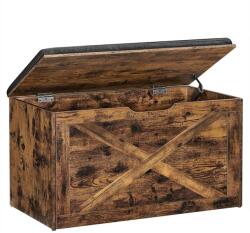 VASAGLE Cipőpad, ülőláda, tárolópad párnázattal, rusztikus barna (LHS056X01)