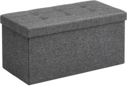 SONGMICS Összecsukható vászon pad tárolóval, sötétszürke, 76x38x38 cm (LSF47K)
