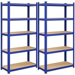 SONGMICS Tároló polcok, nagy teherbírású polcok, 2 darabos készlet, 180 x 90 x 40 cm, maximális terhelés 875 kg, polcok, kék (GLR040Q02)