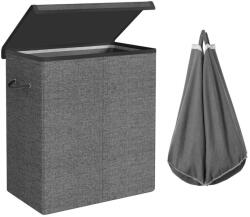 SONGMICS Szennyeskosár, mosókosár, 2 rekeszes 142 L sötétszürke (LCB002G02)
