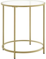 VASAGLE Aranyszínű fém oldalsó asztal, üveges kis dohányzóasztal (LGT20G)