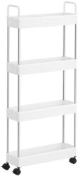 SONGMICS Tároló kocsi, 4 szintes keskeny résű kocsi kerekekkel, fehér (KSC018W01)