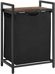 VASAGLE Kihúzható szennyeskosár, polccal, rusztikus barna-fekete (BLH101B01) - tutihome