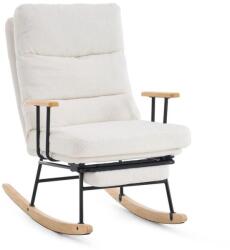 VASHOME Hintaszék fa lábakkal, plüss szövettel, 4 fokozatban állítható háttámlával, fehér (VH-LYY990W) - tutihome