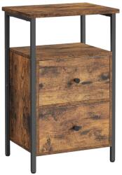 VASAGLE Éjjeliszekrény, 2 fiókos kis asztal, rusztikus barna és fekete (LET521B01)
