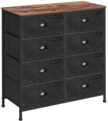 SONGMICS Szövet komód 8 fiókos, 80 x 81, 5 x 30 cm, rusztikus barna és fekete (LVT24H)