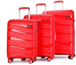 BONTOUR "Flow" 4-kerekes Bőrönd Szett, Piros (130640-Red)