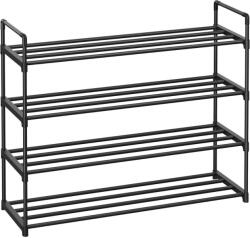 SONGMICS 4 szintes cipőtároló állvány, fém cipőtartó 20 pár cipő számára, 92x30x73 cm, fekete (LSA14BKV3)