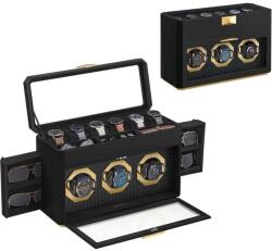 SONGMICS Óradoboz, függőleges óravitrin üvegablakkal, állítható óratartók, fekete (JWB026B01)