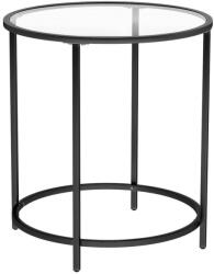 VASAGLE Kis Dohányzóasztal, Üvegasztal 50 x 55 cm, Fekete (LGT020B01) - tutihome