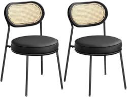 SONGMICS Étkezőszékek, rattan háttámlás étkezőszék készlet, Műbőr, kárpitozott , tintafekete (LDC160B02)