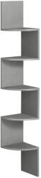 VASAGLE Sarokpolc, Fali polc 5 szinttel 20 x 20 x 126 cm, szürke (LBC072G49)
