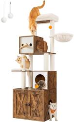FEANDREA Macska kaparó, 185 cm magas macska kaparóoszlop alomdobozzal, rusztikus barna (PCT116X01)