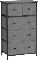 SONGMICS 5 Szövet fiókos Komód, Tárolószekrény, szürke és fekete (LTS514G22)
