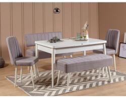ASIR GROUP Étkezőgarnitúra(Kihúzható asztal, szék) (5 db) Vina 0701 - 4 - Fehér, Szürke (869VEL5343)