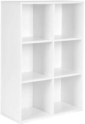 VASAGLE 3 szintes könyvespolc, tárolópolc 6 rekesszel, fehér (LBC203D)