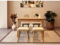 ASIR GROUP Étkezőgarnitúra(Kihúzható asztal, szék) (5 db) Vina Mini 02 1005 - Tölgy, Krém (869VEL8814)