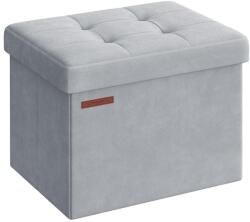 SONGMICS Összecsukható bársony puff tárolóval, szürke, 41x31x31 cm (LSF200G02)