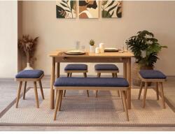 ASIR GROUP Étkezőgarnitúra(Kihúzható asztal, szék) (6 db) Vina Mini 06 1048 - Tölgy, Sötétkék (869VEL8819)