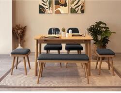 ASIR GROUP Étkezőgarnitúra(Kihúzható asztal, szék) (6 db) Vina Mini 03 1053 - Tölgy, Antracit (869VEL8803)