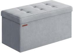 SONGMICS Összecsukható bársony pad tárolóval, szürke, 76x38x38x38 cm (LSF247G02)