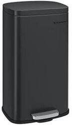 SONGMICS 30 literes pedálos szemetes, acél, belső vödörrel, halk záródású fedéllel, fekete (LTB03BK)